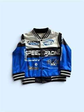 Kids Blue Racing Graphic Jacket - Unbranded
